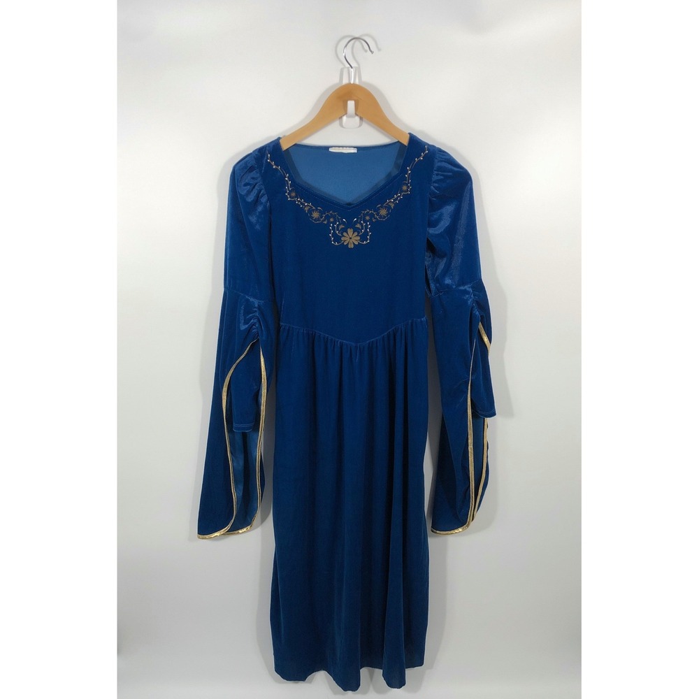Ren Faire Dress Womens XS Blue Flare Sleeve Medieval Princess Cosplay Fairy